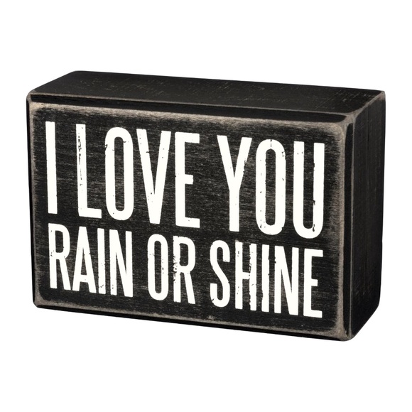 ⏳ LAST ONE! Primitives By Kathy Black & White Box Sign I Love You Rain or Shine - Picture 7 of 8